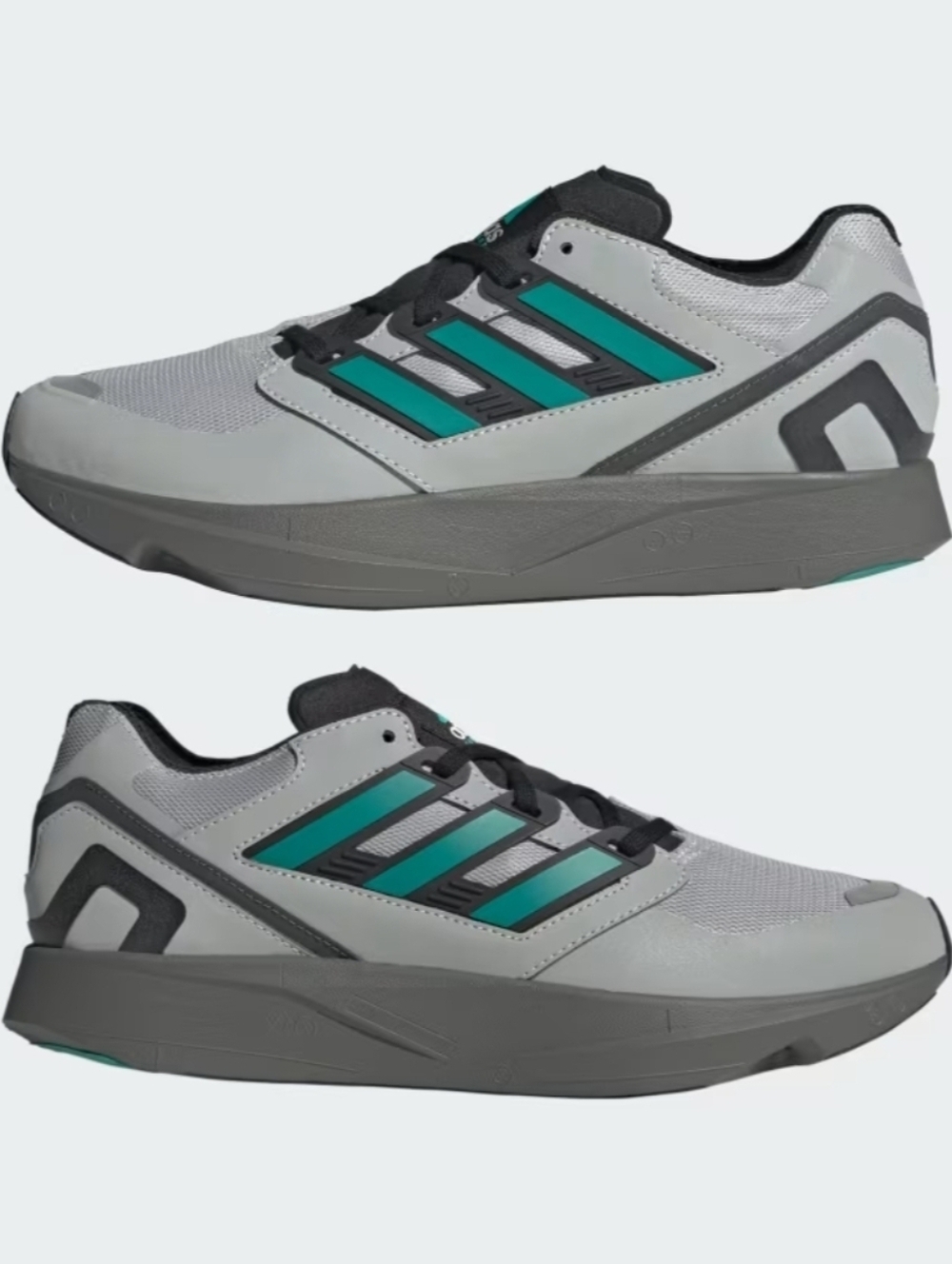 adidas White and Teal Men's Lace-Up Sneakers